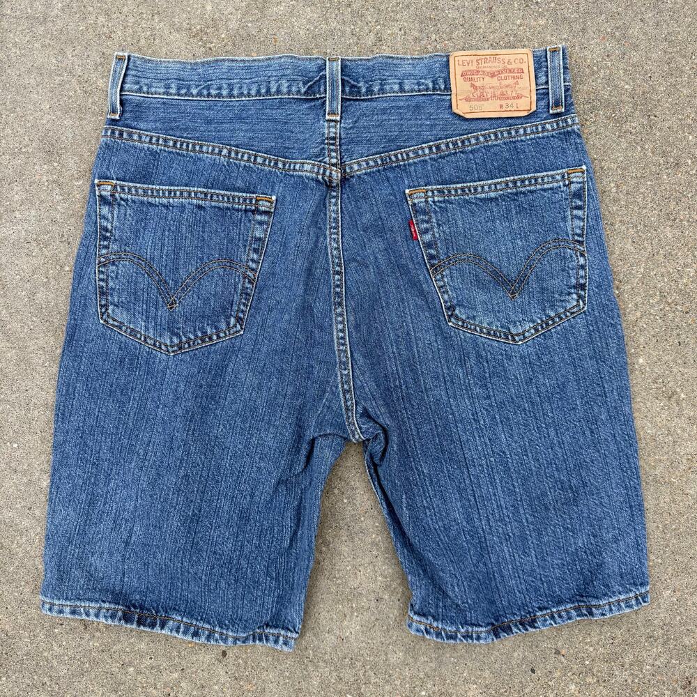Y2K Levi's 505 Jean Shorts Jorts Dad Blue Size 34 Regular Fit